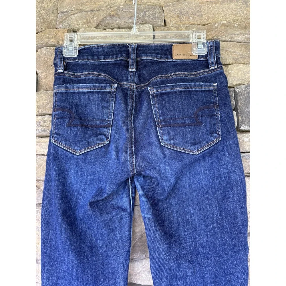 American Eagle Womens Jeans 0 Short Blue Hi Rise Jegging Super‎ Stretch Dark